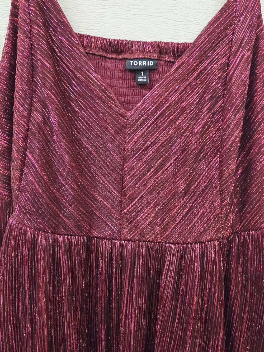 Torrid I Plus-Size Burgundy Sparkle Empire Midi Dress - Picture 3 of 7